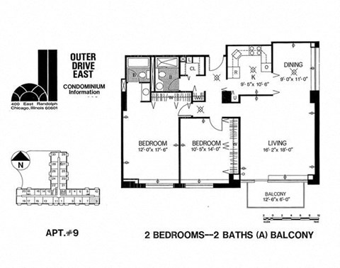 Floor plan for 2 beds, 2 baths